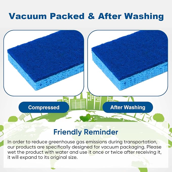 HOMEXCEL Sponges Kitchen 24 Pack, Non Scratch Scrub Dish Sponge - Image 3