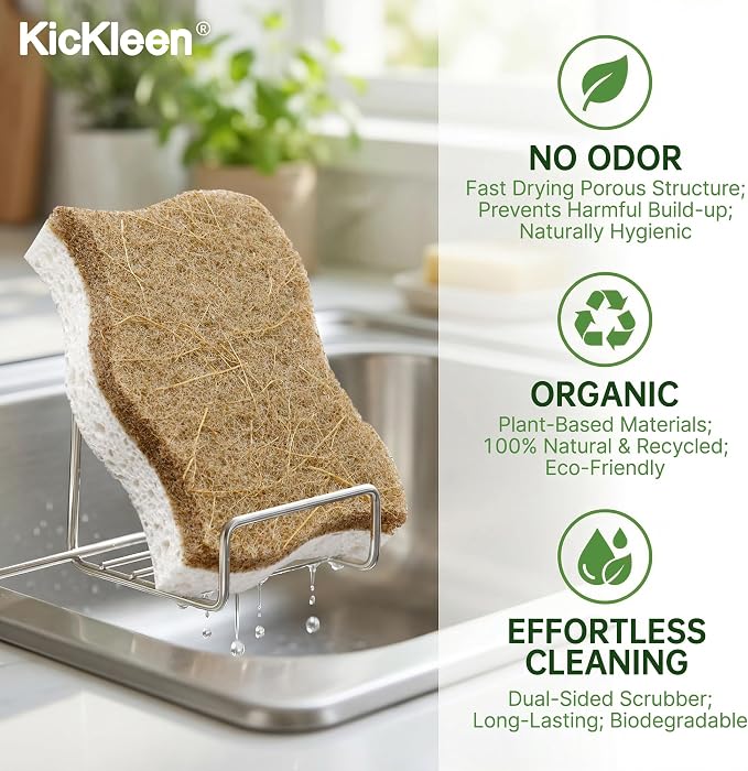 9 Pack Biodegradable Natural Dish Kitchen Sponges | Compostable Cellulose and - Image 6