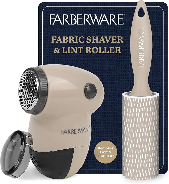 Farberware Fabric Shaver & Lint Roller Set, Portable | Sticky sheets lift pet by BestBrands