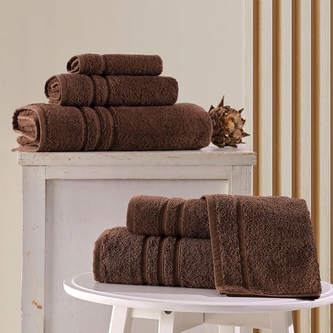 Hawmam Linen Brown 6 Piece Bath Towels Set - Image 2