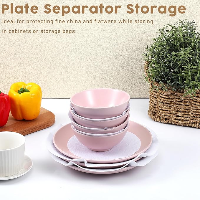 Plate China Storage Dividers 96 Pcs Felt Plate China Storage Containers Dividers Protectors Thick and Soft Dish Storage, Round Plate Separators Pads for Packing Stacking Cookware(3 Size)
