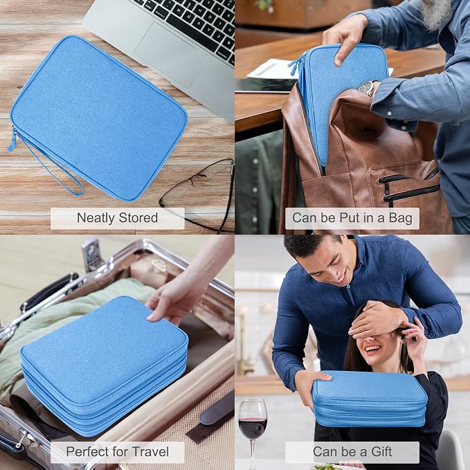 FYY Electronic Organizer, Travel Tech Pouch Bag, Extra Large, Cyan | Wrist Strap - Image 7