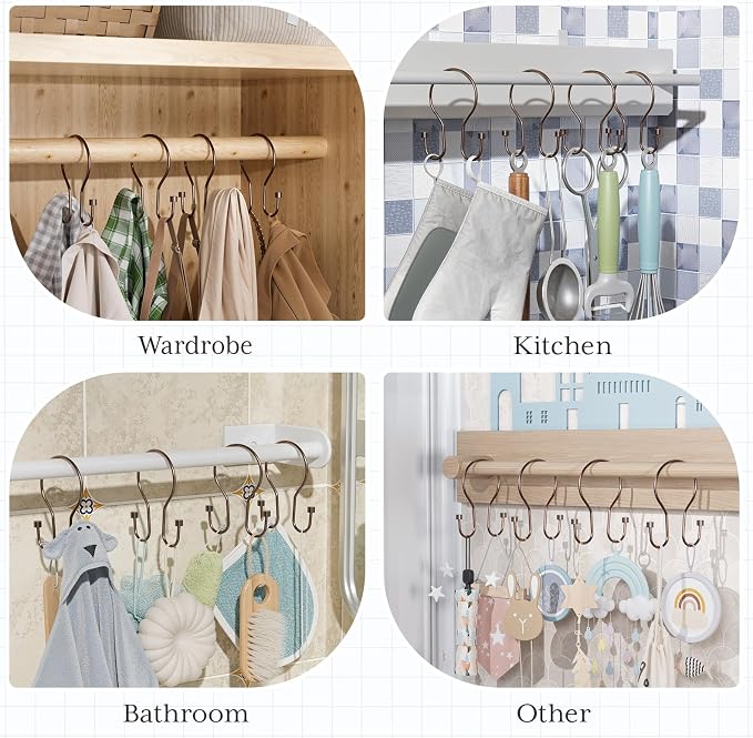 Bathway Shower Curtain Hooks Dark Gold Shower Curtain Rings - Image 7