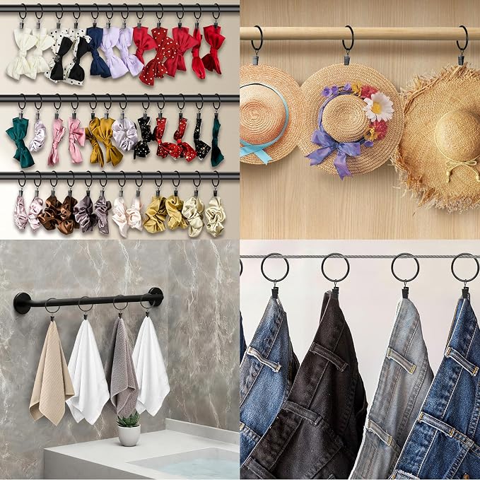 Curtain Rings with Clips, 44 Pack Metal Drapery Rings with Clips Hooks Hangers - Image 9