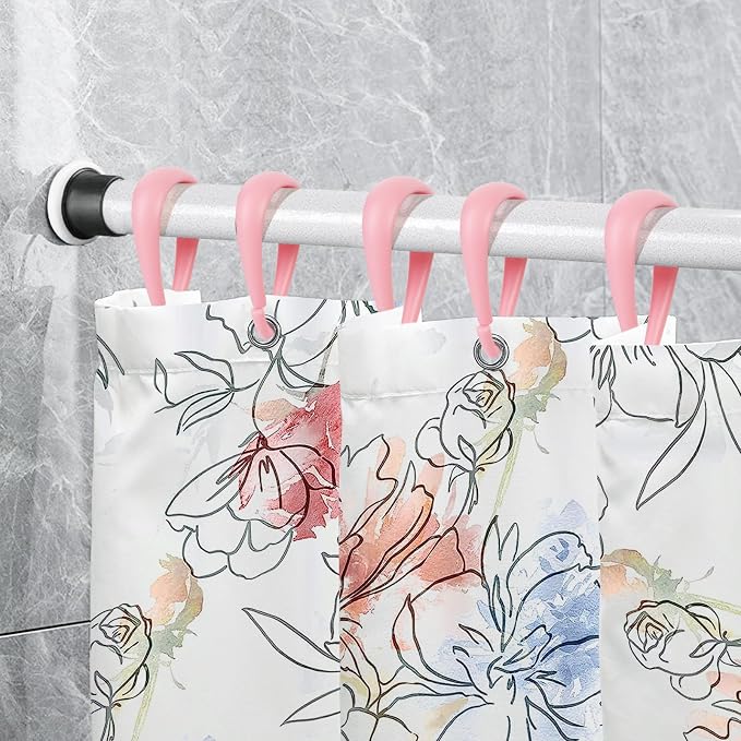 Top-spring Pink Shower Curtain Hooks 12Pcs Drop Shaped Hooks - Image 5
