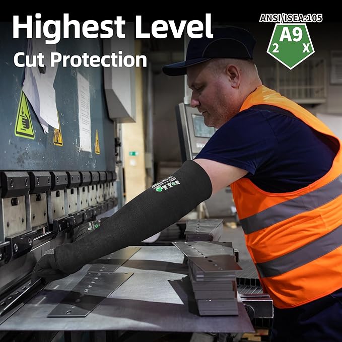 Schwer ANSI A9 Cut Resistant Arm Sleeves PM916, 18in 2-Ply Construction Flame Resistant Welding Sleeves for Work, Ultimate Performance, Level 4 Heat Resistant Arm Guards for Glass Blowing, Automotive