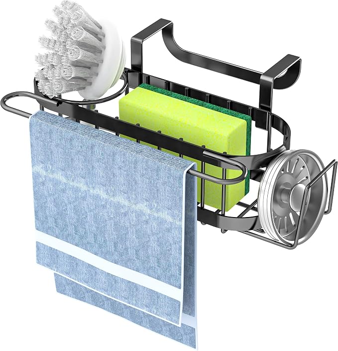 Cisily Kitchen Sink Caddy Sponge Holder in The Sink, Stainless Steel Kitchen - Image 8