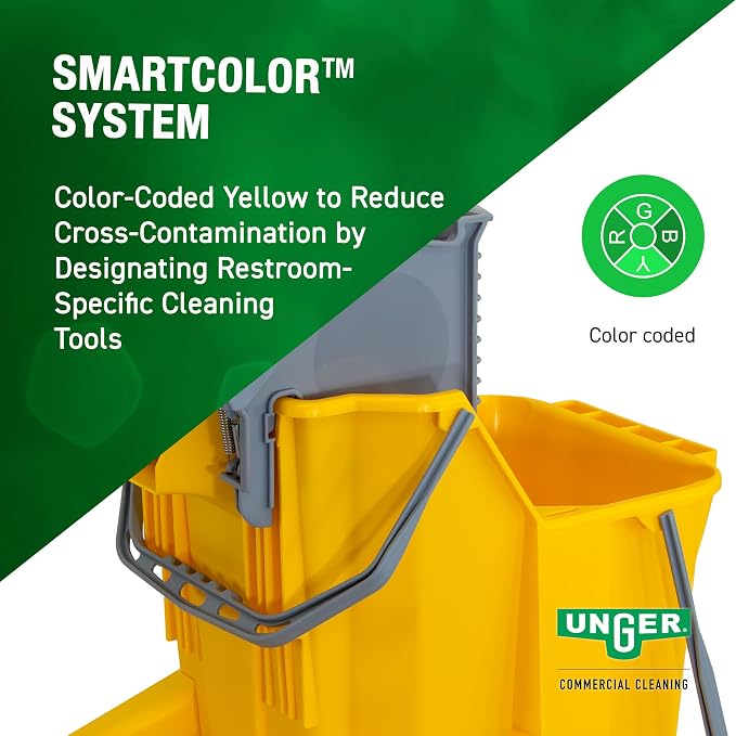 UNGER Commercial Yellow Dual-Compartment Mop Bucket - Image 9