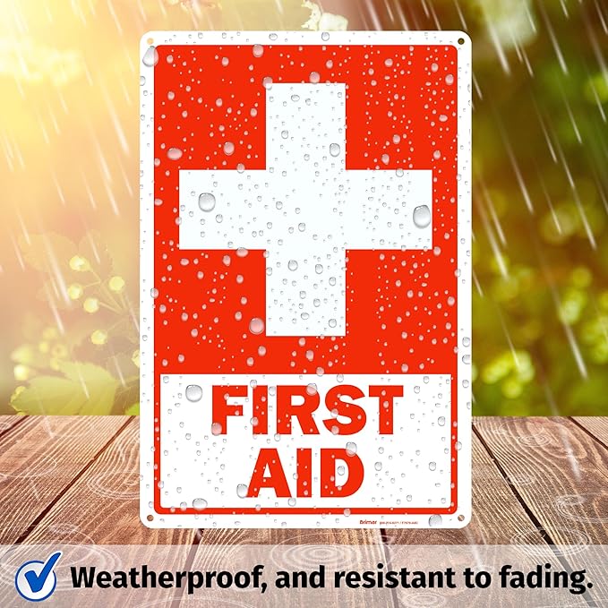 Brimar - 12 x 18" - First Aid Sign - .055″ Polyethylene Plastic - Clear Message - Standard Size