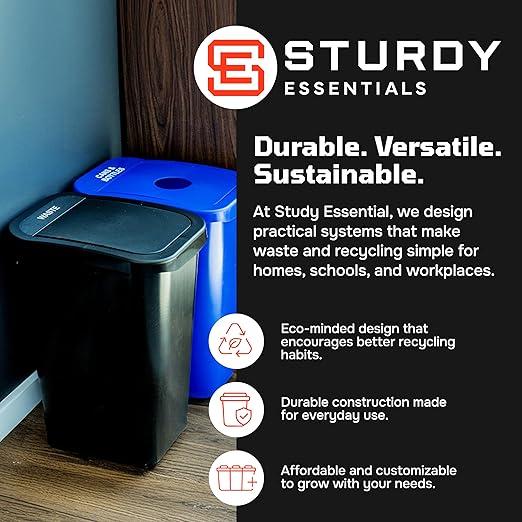 City Box 7 Gallon Double Bin Trash Can Recycle Bin with Lid for Residential, Business, and Commercial Recycling - NYC Compliant (Double Kit Paper Waste)