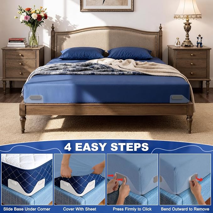 Bed Sheet Holders for Corners:Non-Stretch Fitted Sheet Grippers | Fitted Sheet - Image 6