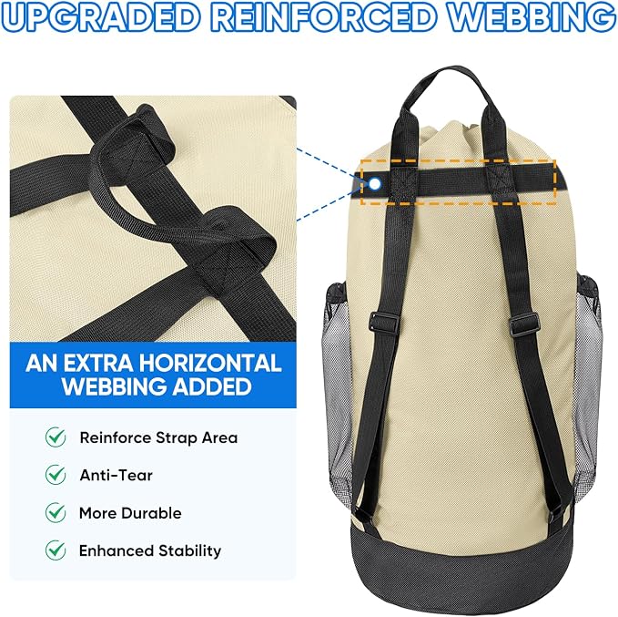 BALEINE 150L Laundry Bag Backpack, 900D Oxford Fabric Large Travel Laundry Bags - Image 2