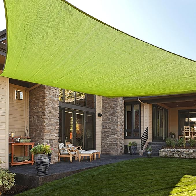 LOVE STORY 10' x 13' Rectangle Lemon Green Sun Shade Sail Canopy UV Block for Outdoor Patio Garden Backyard