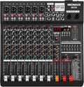 Audio Mixer 8 Channel Professional Sound Console Music Mixer with 320 DSP Effects, 7-band EQ DJ Mixing Board w/USB, Bluetooth, 48V Power Supply, PAD Button for Recording Karaoke PA Drum Live