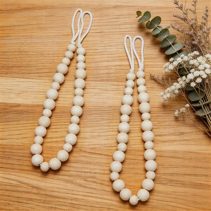 KLOGTSIND Wood Bead Curtain Tiebacks, 6 Pack Curtain Tie Backs - Image 6