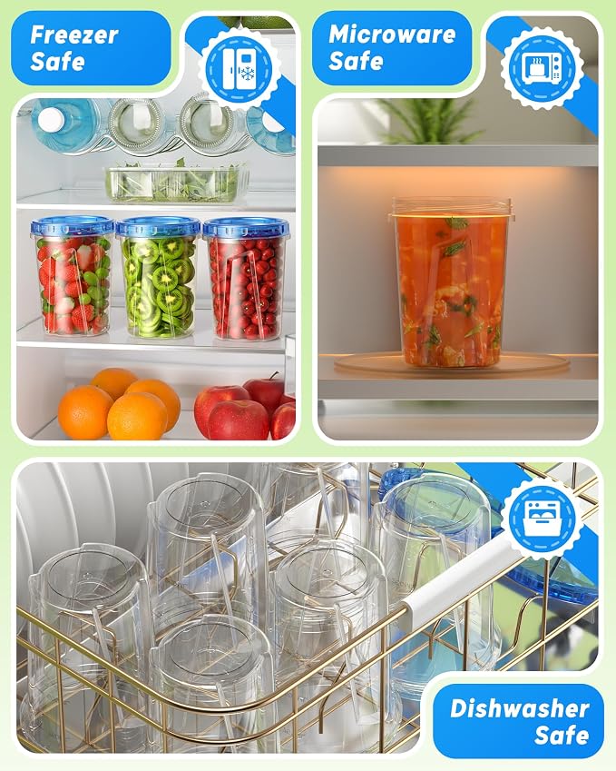 BiuLeon 12 Pack-33oz Freezer Storage Containers, Plastic Food Storage Containers - Image 4