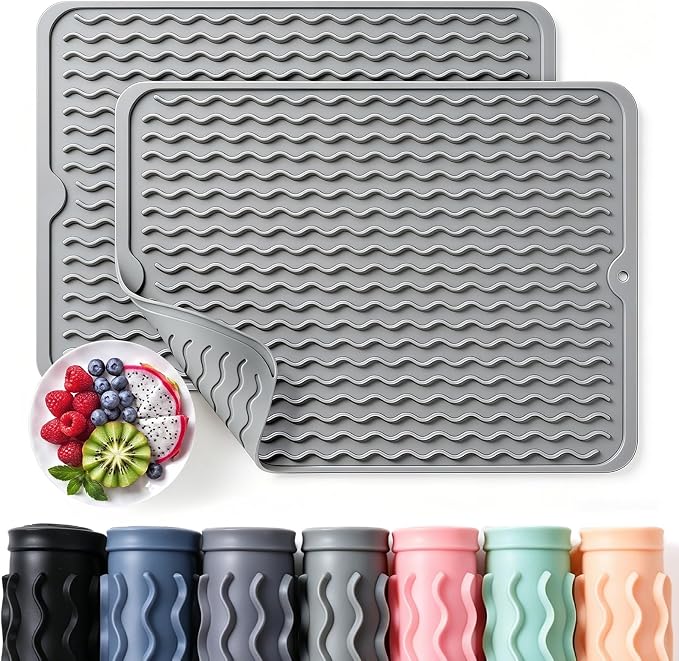 2 Pack Caketime Silicone Dish Drying Mat by CAKETIME