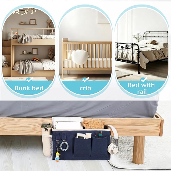 Bedside Caddy, Bedside Storage Bag Hanging Organizer - Image 5