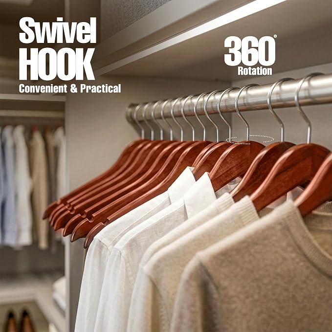 Utopia Home Wooden Hangers 20 Pack – Slim Suit Hangers Cherry | 360° rotatable - Image 5