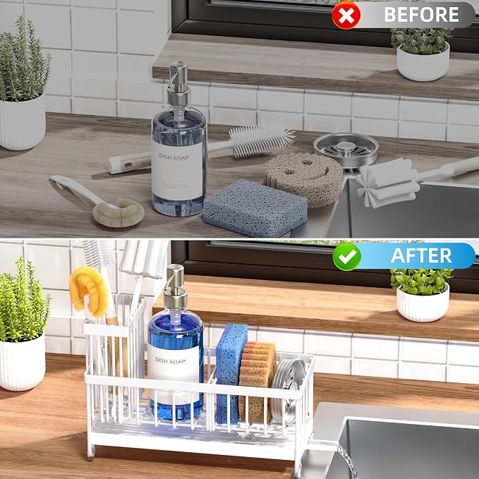 Cisily Sponge Holder for Kitchen Sink, Sink Caddy Organizer - Image 4