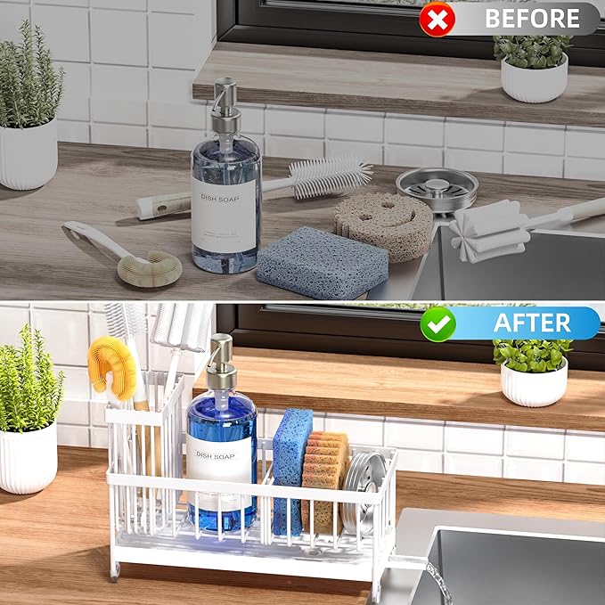 Cisily Sponge Holder for Kitchen Sink, Sink Caddy Organizer - Image 6