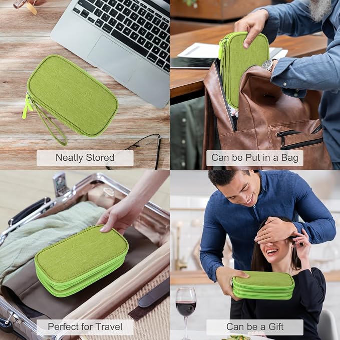 FYY Electronic Organizer, Travel Tech Pouch Bag, Cable Organizer Green | Wrist - Image 7