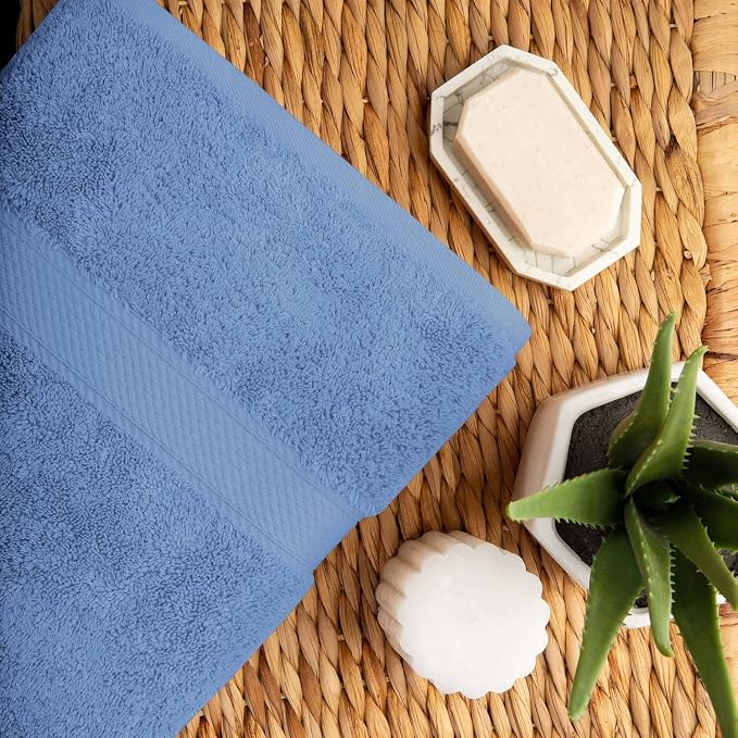 SUPERIOR Egyptian Cotton Ultra Plush & Absorbent, 10 Piece Set, Denim Blue | - Image 5