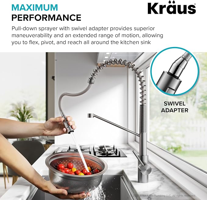 KRAUS Oletto Commercial Style Single Handle Pull Down Kitchen Faucet - Image 7