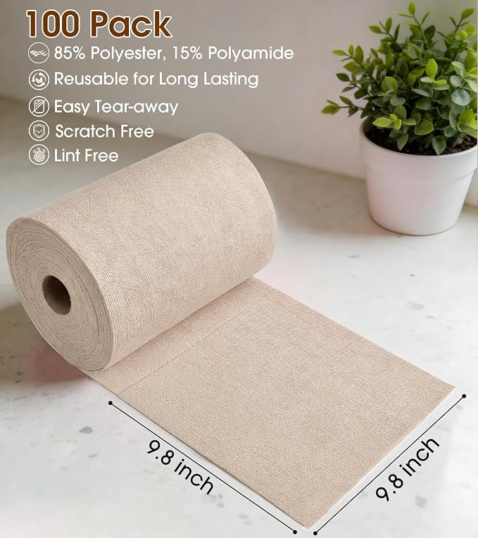 KitchLife Microfiber Cleaning Cloth Roll, 100 Pack - Image 2