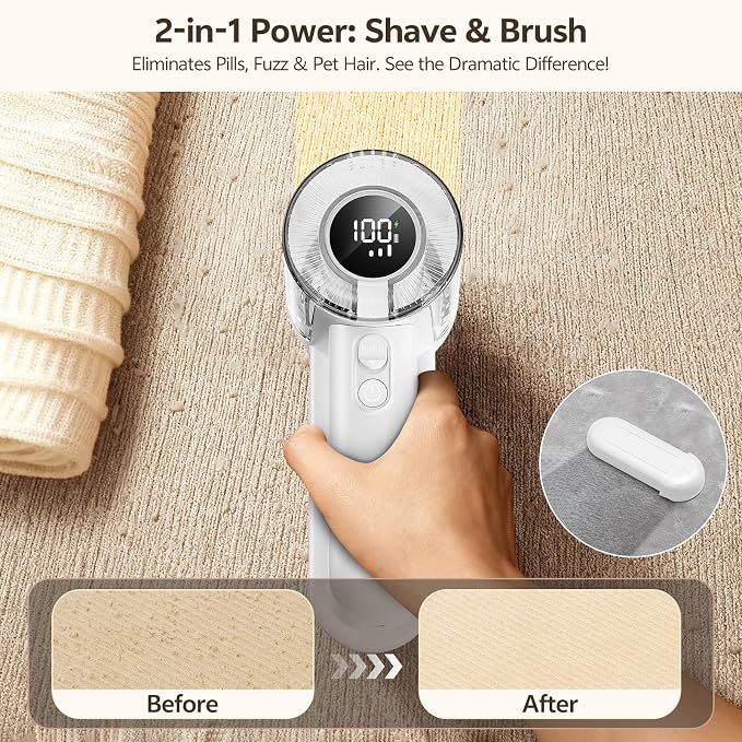 Rechargeable Fabric Shaver, 2-in-1 Lint Remover - Image 3