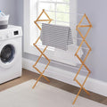 White Natural Space-Saving Collapsible Bamboo Laundry Drying Rack -7 Levels by Unknown