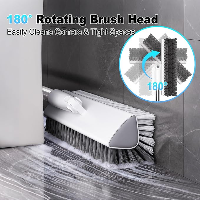 Floor Scrub Brush with Long Handle, Heavy-Duty Stiff Bristles, V-Shape Floor - Image 4