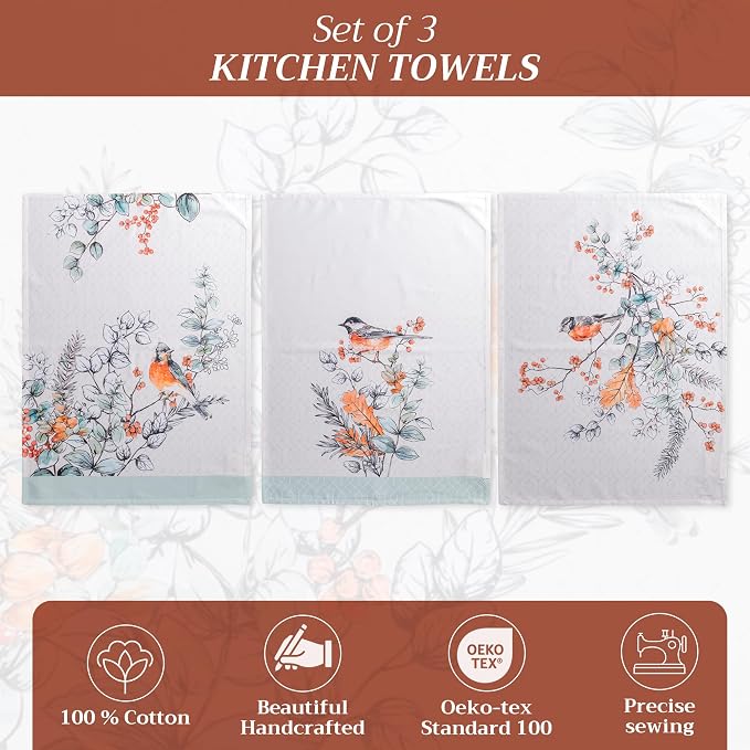 Maison d' Hermine Kitchen Towels Set of 3 Reusable 100% Cotton 27.50" x 20" - Image 2