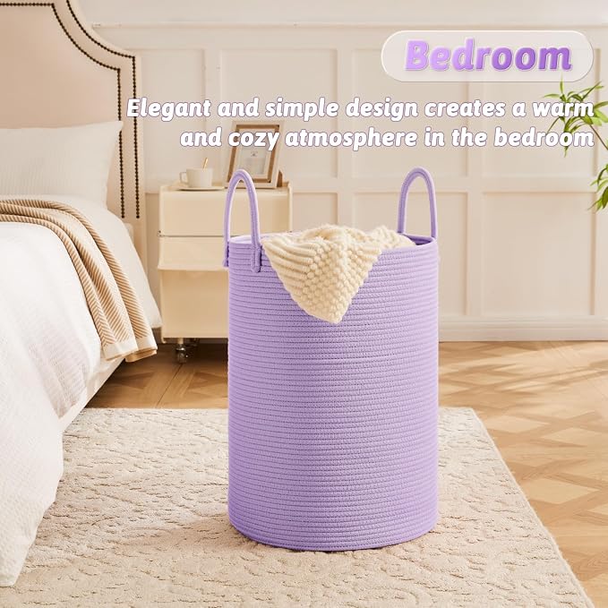 Artfeel Laundry Basket, Woven Cotton Rope Laundry Hamper, 60L - Image 3