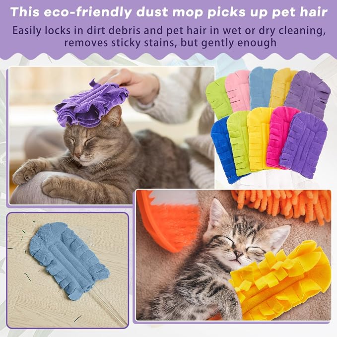 Zubebe 20 Pcs Reusable Duster Refills Fleece, Vivid Color | Soft Polyester - Image 5