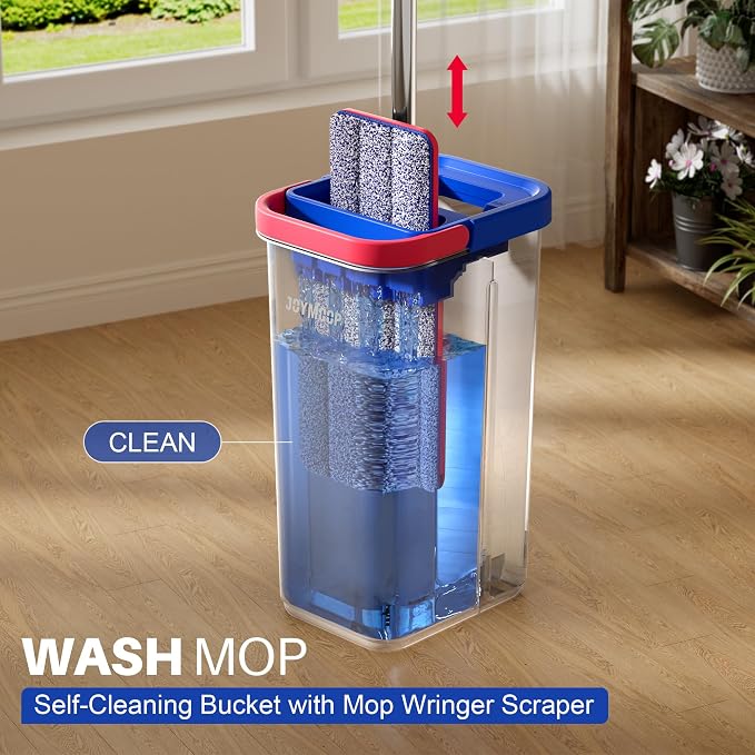 JOYMOOP Flat Mop System, Microfiber Mop and Bucket Set, Household & Commercial - Image 2