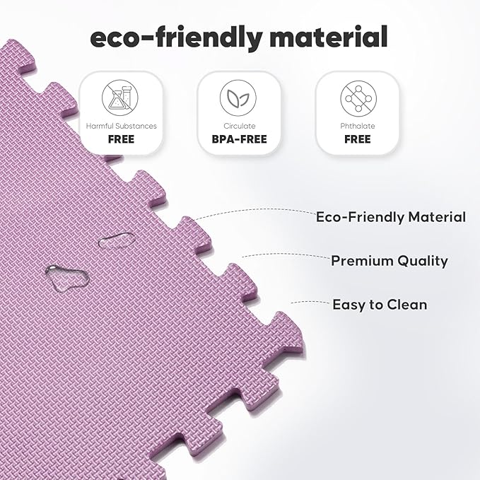 Home Gym Mat, Puzzle Exercise Mat, EVA Interlocking Foam Floor Tiles for Home Workout Equipment and Kids' Play Areas - Blue, 24 in x 24 in x ½ in - (Pink, 24 Pack(96 SQ FT))