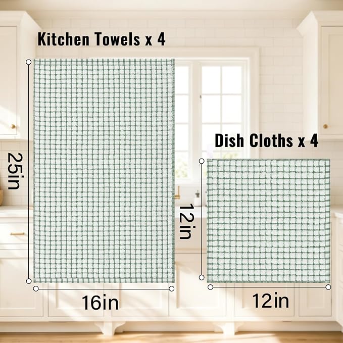Homaxy Kitchen Towels and Dishcloths Set, Grass Green - Image 3