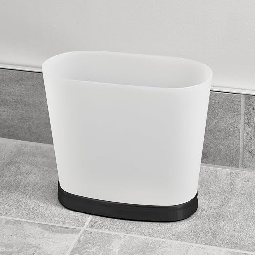 iDesign Slim Bathroom Trash Can, Frost/Matte Black | Small, - Image 7
