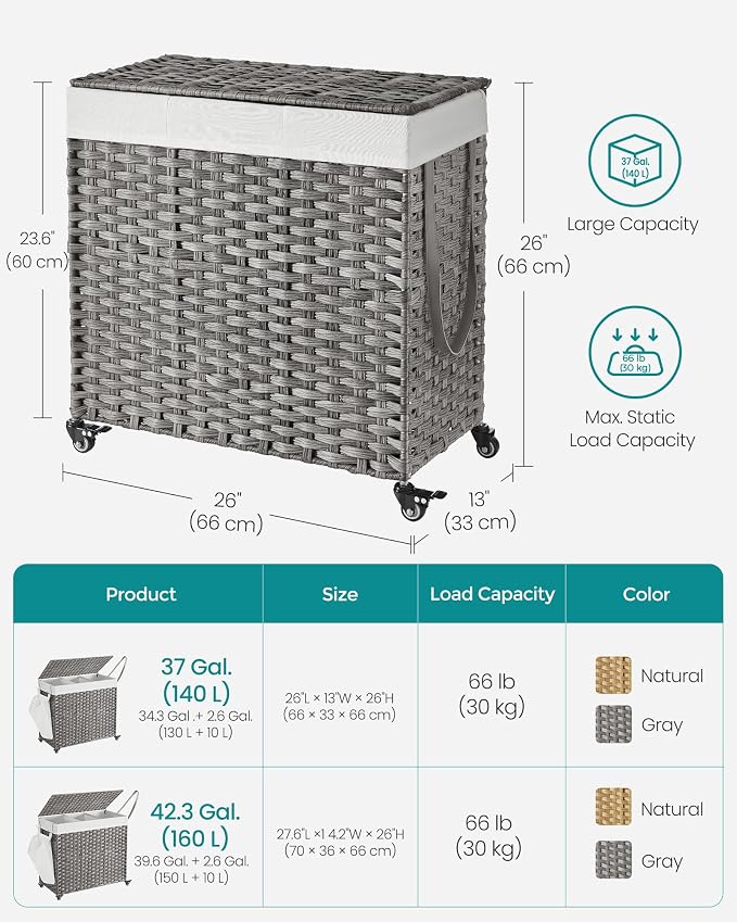 SONGMICS Rolling Laundry Hamper - Image 5