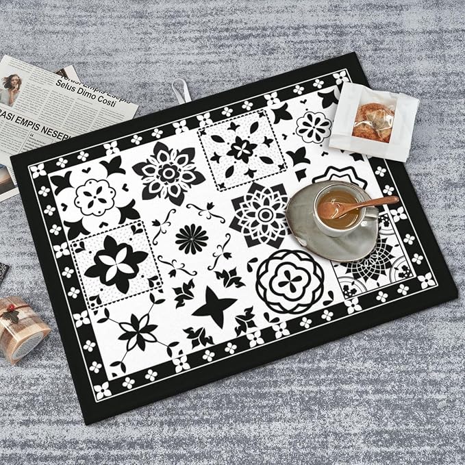 Retro Black Pattern Dish Drying Mat - Image 8