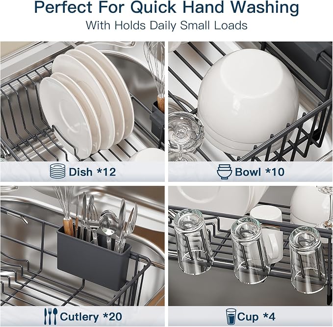 Grey Dish Drying Rack Over The Sink - Image 6