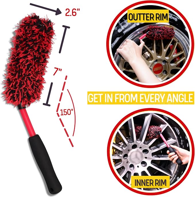 Professional 4 Pack Long Handle Wheel Brush Kit - Image 4
