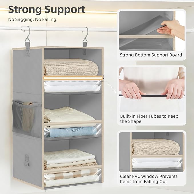 STORAGE MANIAC 6-Shelf Hanging Closet Organizer and Storage, 2 Separable - Image 5