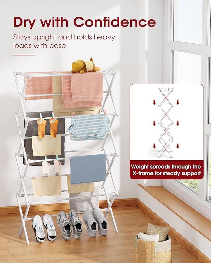 Sakugi Foldable 4-Tier Clothes Drying Rack 50.0" H - Image 2