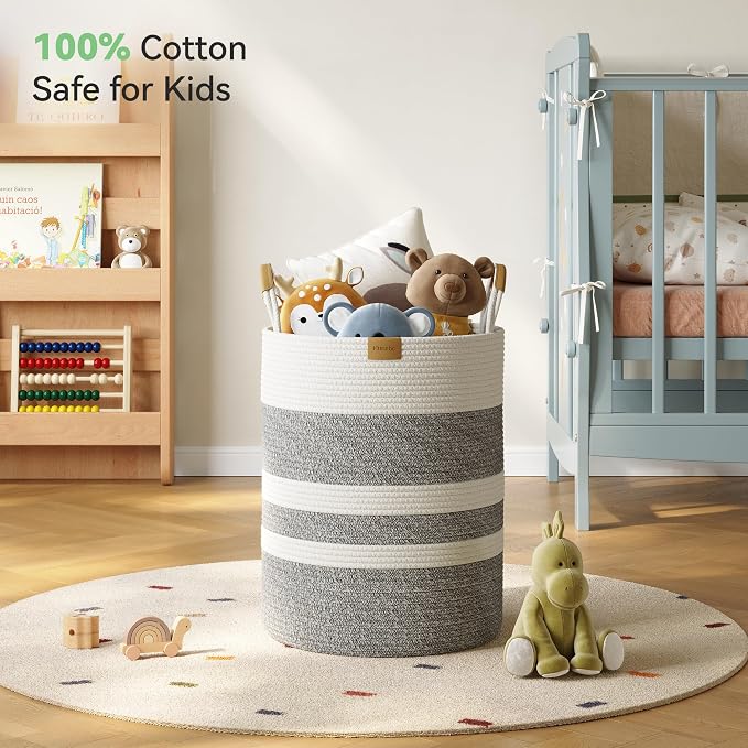 Nunsino 62L Striped Laundry Hamper - Image 3