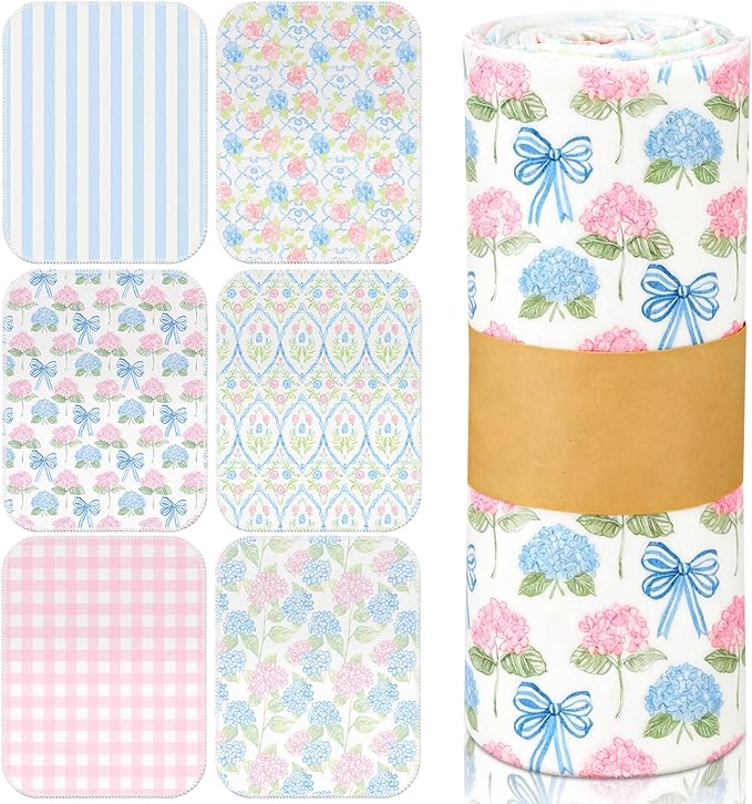 Reusable Kitchen Cloths Cotton Towel, 36 Pack, Pastel Hydrangea by Noveread