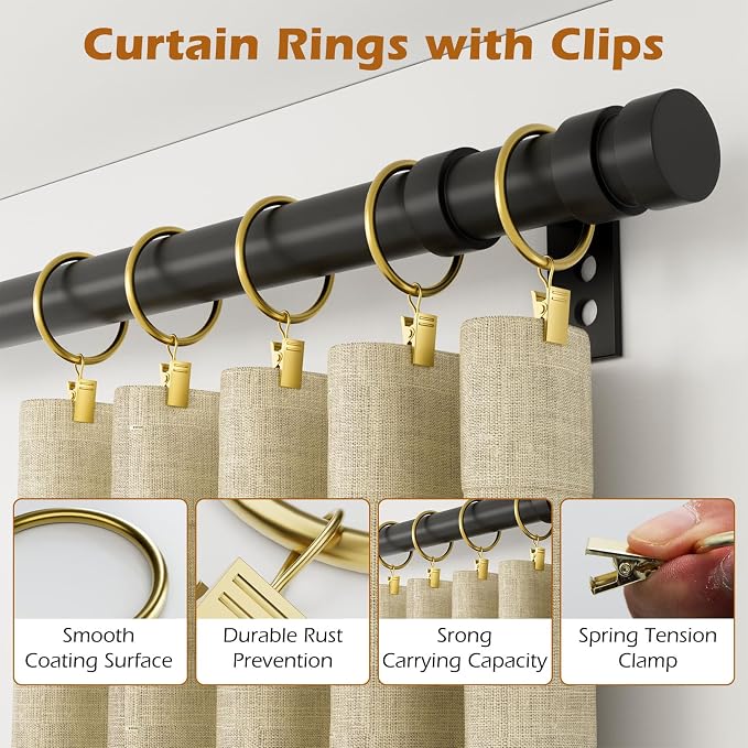 24 Pack Gold Metal Curtain Rings - Image 3