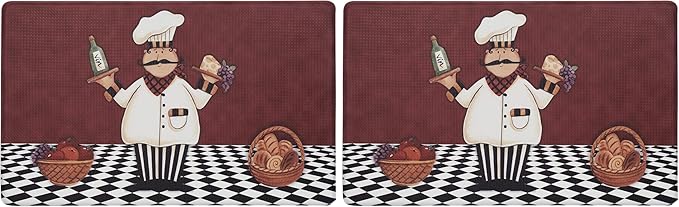 Anti-Fatigue Floor Comfort Mat - 18 x 30 Inch (Cucina) - Waterproof Non-Slip Rug - Easy to Clean Cushioned Mat for Kitchen, Bathroom, Standing Desk & Office - Achim Home Decor (Pack of 2)