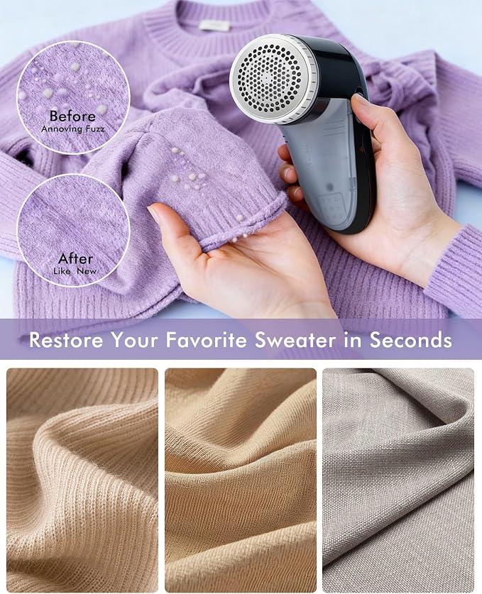 Ruidla Fabric Shaver Defuzzer, Electric Lint Remover, Rechargeable Sweater - Image 6